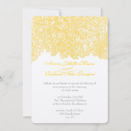 Invitación Crisantemo floral vintage gris y amarillo