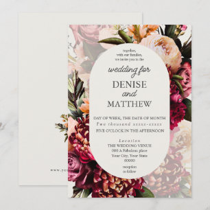 Invitación Crisantemo romántico en blanco de nieve