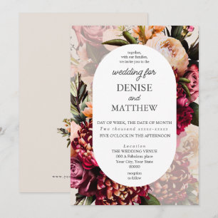 Invitación Crisantemo romántico en Boda Cameo Beige