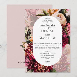 Invitación Crisantemo romántico en Boda de Mauve Chalk
