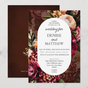Invitación Crisantemo romántico en Boda de vino