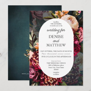 Invitación Crisantemo romántico en Boda Verde azulado