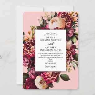 Invitación Crisantemo romántico en rosa gossamer