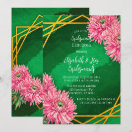 Invitación Crisantemo rosa Hombras de Brigada Geométricas Lun