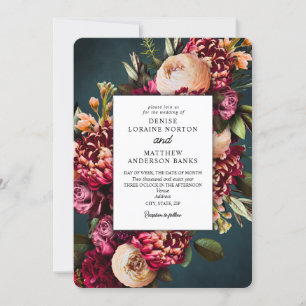 Invitación Crisantemo sobre Boda Verde azulado