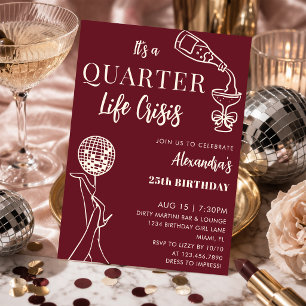 Invitación Crisis de Cuarto de Vida de 25 Cumpleaños Marfil d