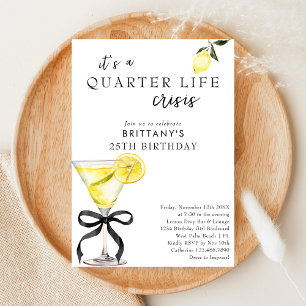 Invitación Crisis de vida trimestral Lemon Martini 25 cumplea