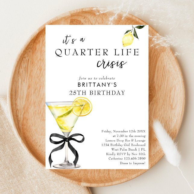 Invitación Crisis de vida trimestral Lemon Martini 25 cumplea (Subido por el creador)