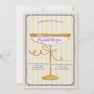 Invitación Cristal de champagne Rayas Amarillas Bachelorette