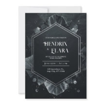 Cristal Hexágono Moderno Plateado Negro Boda