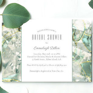 Invitación Cristal Verde Salvia Aventurina para Despedida de