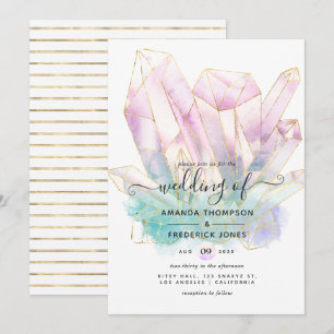 Invitación Cristales Acuarela Geométricos Boda
