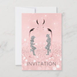 Invitación Cristales País Occidental Fiesta Purpurina Gris Ro