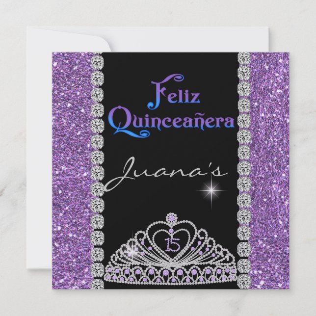 INVITACIÓN CRISTALES QUINCEANERA PURPURPLE (Anverso)