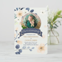 Invitación Cristalización azul para niños con flores amarilla