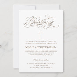 Invitación Cristalización de caligrafía beige blanca elegante