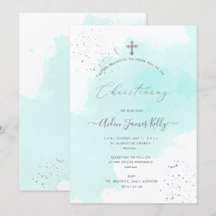 Invitación Cristalización de color azul PixDezines Aqua