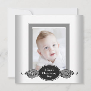 Invitación Cristalización de foto de niño blanco negro
