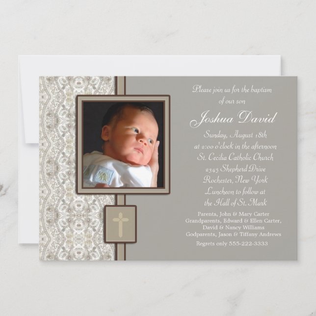 Invitación Cristalización de la foto de Ivory Beige (Anverso)