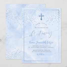 Invitación Cristalización de mármol azul de las flores de maí