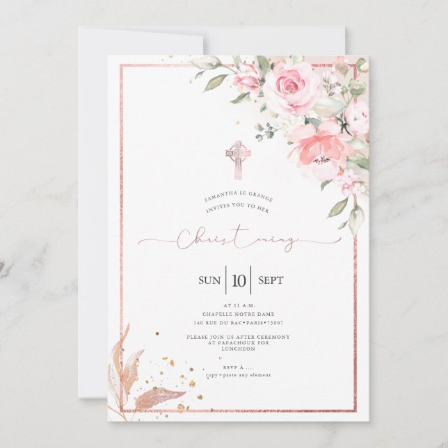 Invitación Cristalización de rosas rosas rosas rosas polvorie (Anverso)