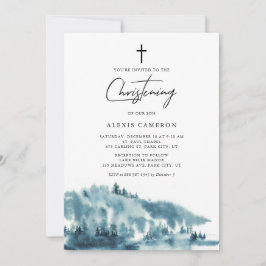 Invitación Cristalización del invierno en el bosque azul acua