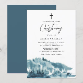 Invitación Cristalización del invierno en el bosque azul acua