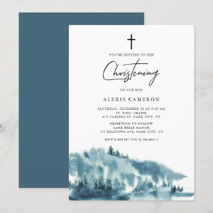 Invitación Cristalización del invierno en el bosque azul acua