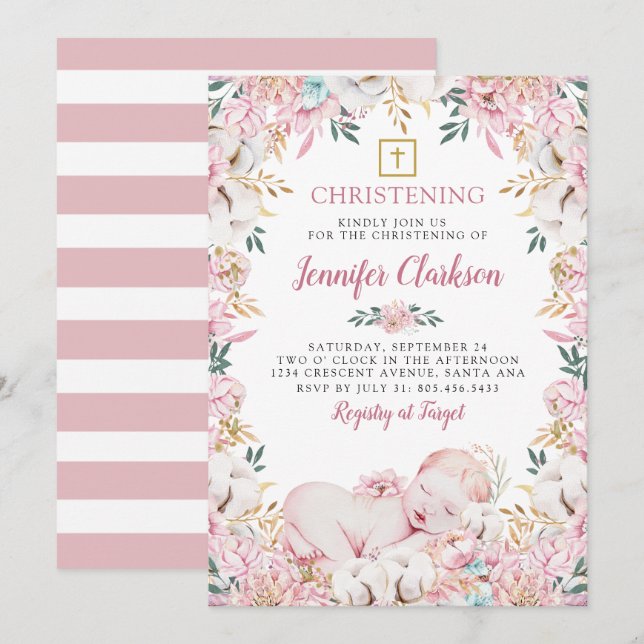 Invitación Cristalización floral neonatal (Anverso / Reverso)