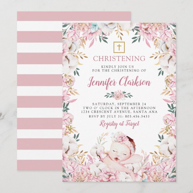Invitación Cristalización floral neonatal (Anverso / Reverso)