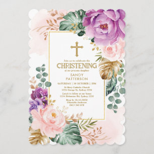 Invitación Cristalización floral tropical púrpura Rubor