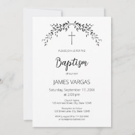 Invitación Cristalización. Hojas elegantes bautismo floral