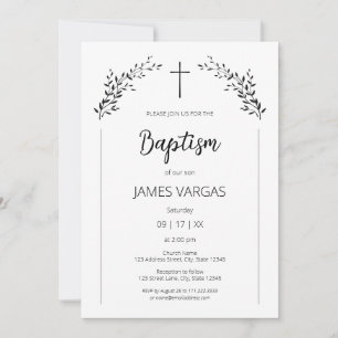 Invitación Cristalización. Hojas elegantes bautismo floral