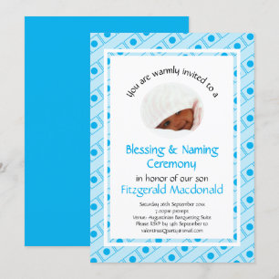 Invitación Cristalización NOMBRAMIENTO DE BENDICIÓN Azul