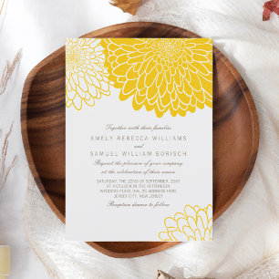 Invitación Cristante Amarillo Blanco Simple Elegante Boda