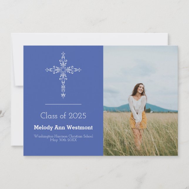 Invitación cristiana de graduación de fotografía r (Anverso)