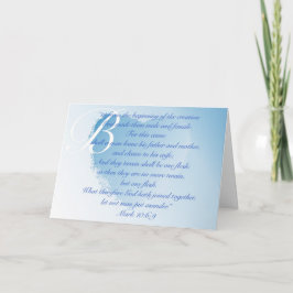 Invitación cristiana de la boda - azul - 10:6 de