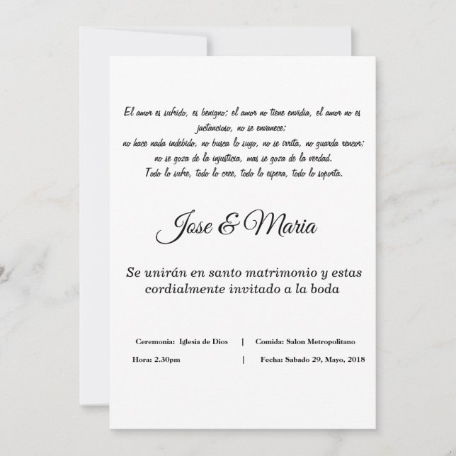 invitacion cristiana para bodas color blanco (Anverso)