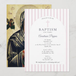 Invitación Cristianismo ortodoxo griego bautismo Chica rosa R