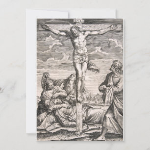 Invitación Cristo en la cruz por Agostino Carracci