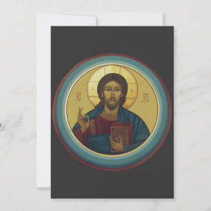 Invitación Cristo Pantocrátor bizantino Arte de mosaico redon