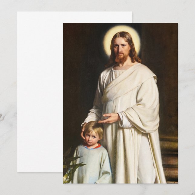Invitación Cristo y el joven niño de Carl Heinrich Bloch (Anverso / Reverso)