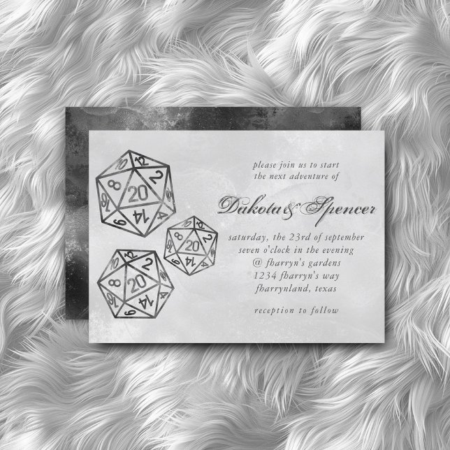Invitación Crit negro D20 | Boda RPG Tabletop Fantasy Dice (Subido por el creador)