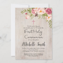 Invitación Crítica floral rusa: primera comunión sagrada