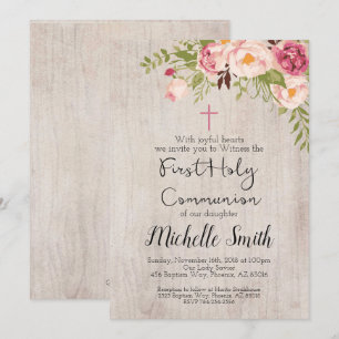 Invitación Crítica floral rusa: primera comunión sagrada
