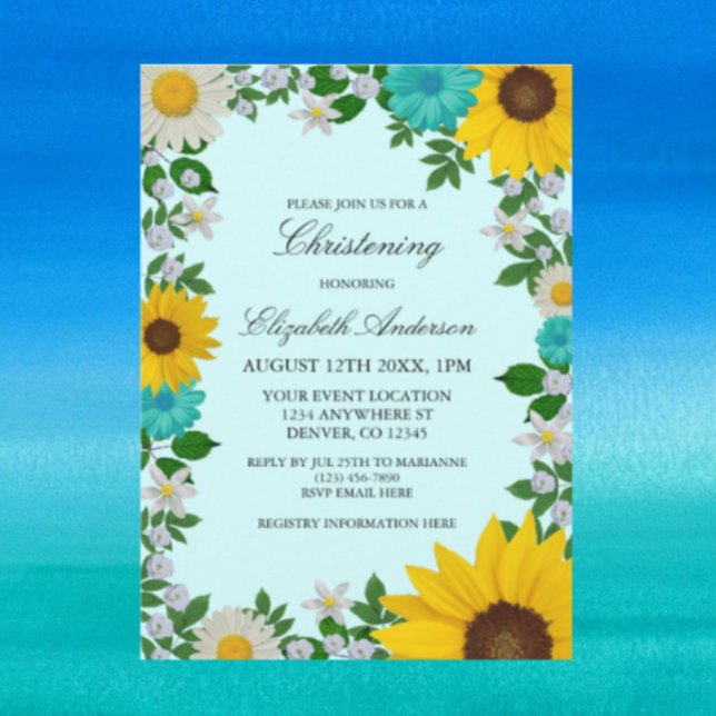 Invitación Criticación floral de la margarita del girasol rus (Subido por el creador)