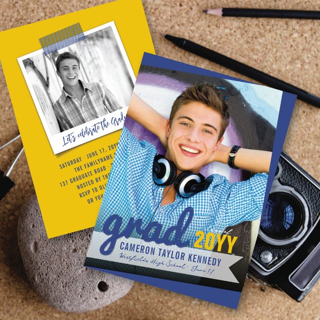 Invitación Críticas de Big Grad Foto Partido Moderno de Gradu (Subido por el creador)