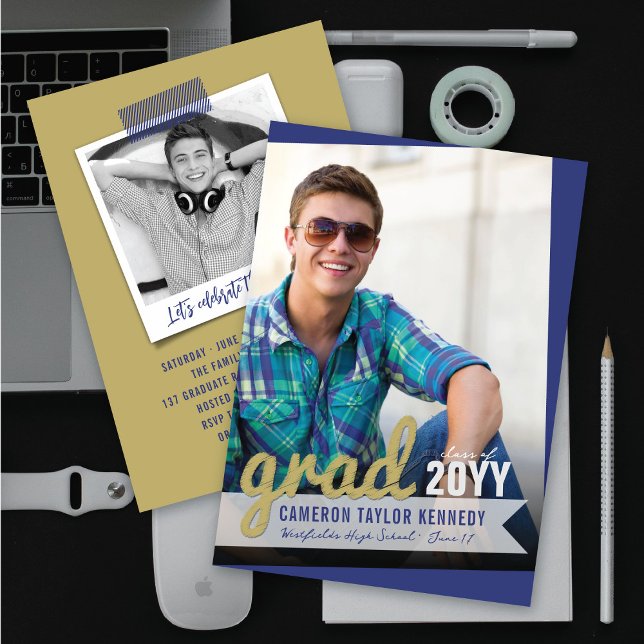 Invitación Críticas de Big Grad Foto Partido Moderno de Gradu (Subido por el creador)