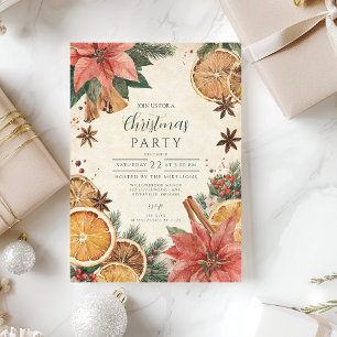 Invitación Crítico ruso Poinsettia Feliz Navidad