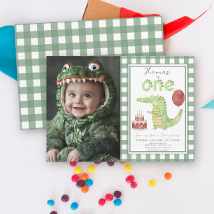 Invitación Croc Party   Cumpleaños del primer año de cocodril